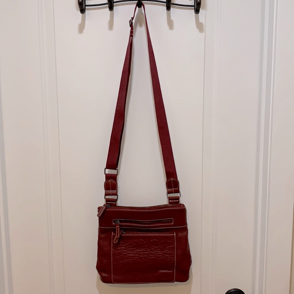 Roots leather and nylon crossbody